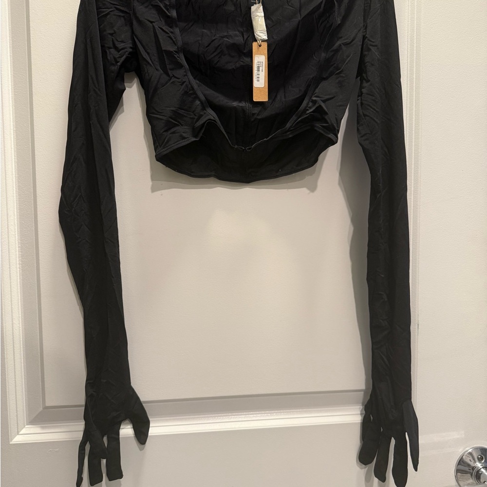 SKIMS Black Long Sleeve Crop Top